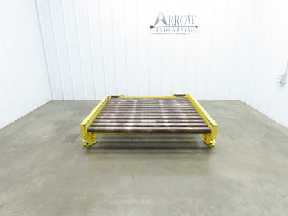 54"W x 48"L  2.5" Gravity Roller Pallet Conveyor 50"BF End Stop Section 11-15"H
