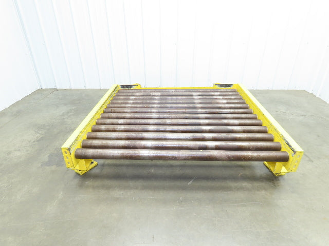 54"W x 48"L  2.5" Gravity Roller Pallet Conveyor 50"BF End Stop Section 11-15"H