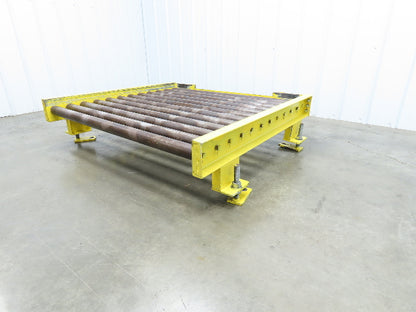 54"W x 48"L  2.5" Gravity Roller Pallet Conveyor 50"BF End Stop Section 11-15"H