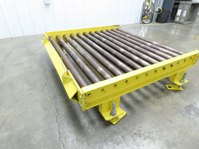 54"W x 48"L  2.5" Gravity Roller Pallet Conveyor 50"BF End Stop Section 11-15"H