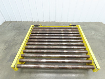54"W x 48"L  2.5" Gravity Roller Pallet Conveyor 50"BF End Stop Section 11-15"H