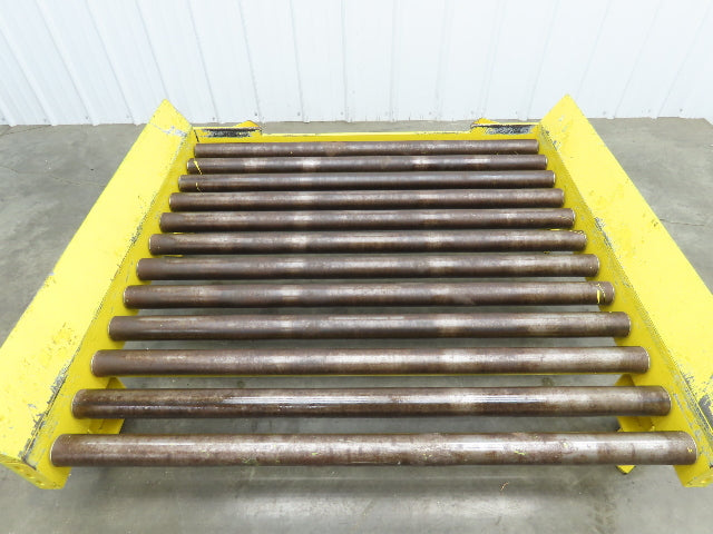54"W x 48"L  2.5" Gravity Roller Pallet Conveyor 50"BF End Stop w/Sides 11-15"H