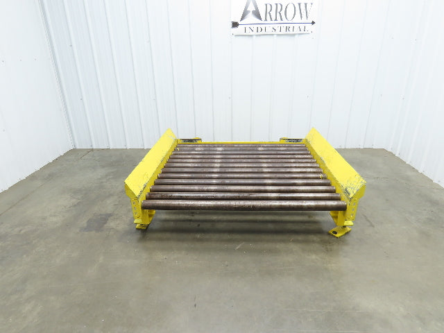 54"W x 48"L  2.5" Gravity Roller Pallet Conveyor 50"BF End Stop w/Sides 11-15"H