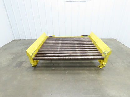 54"W x 48"L  2.5" Gravity Roller Pallet Conveyor 50"BF End Stop w/Sides 11-15"H