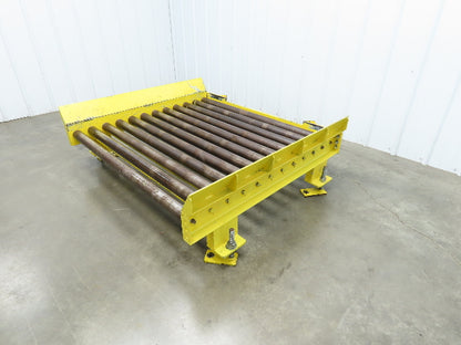 54"W x 48"L  2.5" Gravity Roller Pallet Conveyor 50"BF End Stop w/Sides 11-15"H