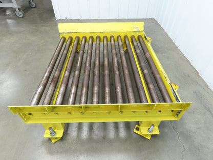 54"W x 48"L  2.5" Gravity Roller Pallet Conveyor 50"BF End Stop w/Sides 11-15"H