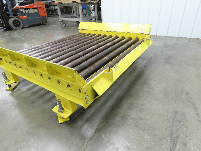 54"W x 48"L  2.5" Gravity Roller Pallet Conveyor 50"BF End Stop w/Sides 11-15"H
