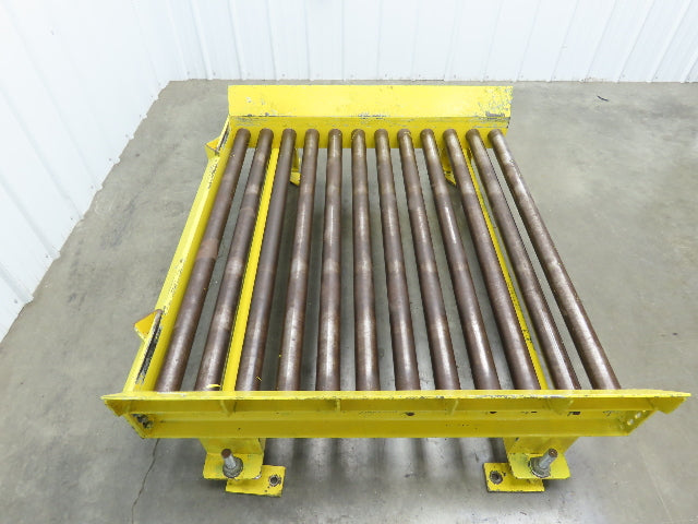 54"W x 48"L  2.5" Gravity Roller Pallet Conveyor 50"BF End Stop w/Sides 11-15"H