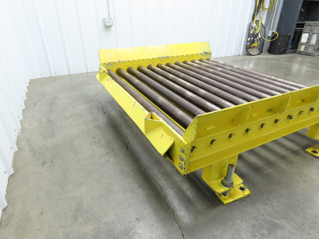 54"W x 48"L  2.5" Gravity Roller Pallet Conveyor 50"BF End Stop w/Sides 11-15"H
