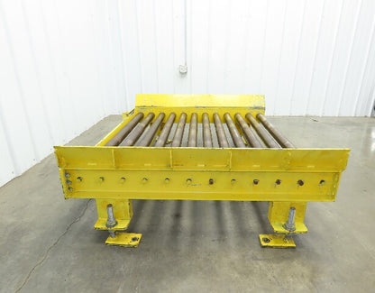 54"W x 48"L  2.5" Gravity Roller Pallet Conveyor 50"BF End Stop w/Sides 11-15"H