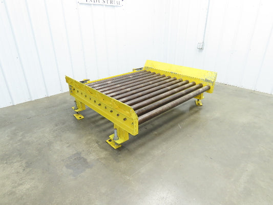 54"W x 48"L  2.5" Gravity Roller Pallet Conveyor 50"BF End Stop w/Sides 11-15"H