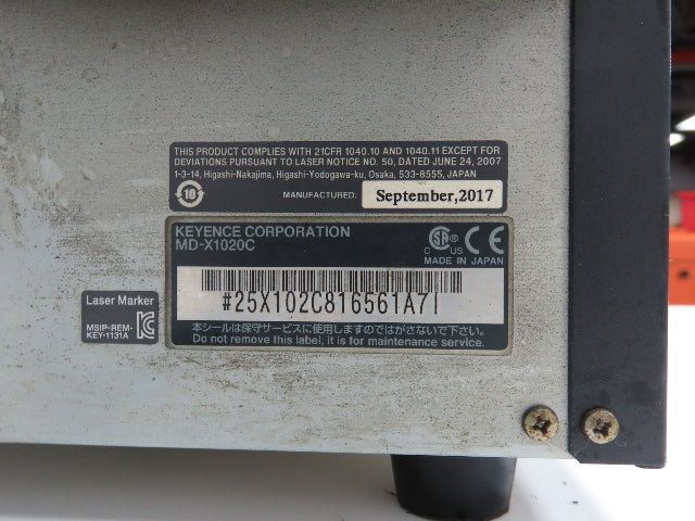 Keyence MD-X1020C 3 Axis Laser Marking Head 30W 1.0mW 1064nm 2-100ns Pulse