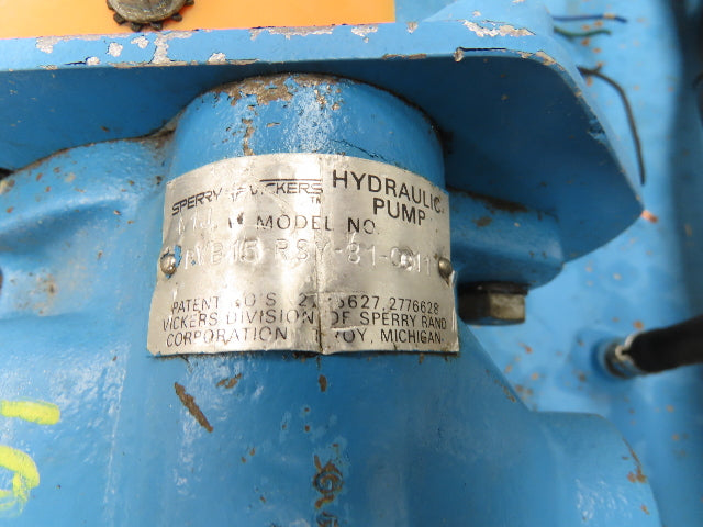 Vickers Hydraulic Power Unit 30 Gallon Tank 15GPM 3000PSI 10Hp 230/460V 3Ph