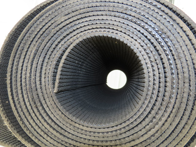 24"W x 25' Rough Grip Top Rubber Conveyor Belt 2-Ply Black 25' Length