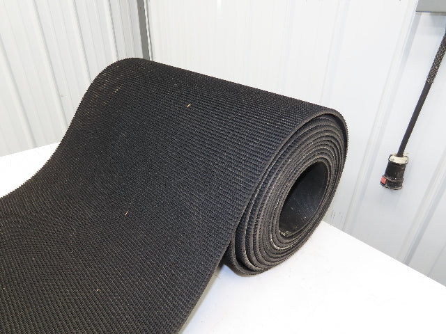 24"W x 25' Rough Grip Top Rubber Conveyor Belt 3-Ply Black 5/16"Thick 25' Length