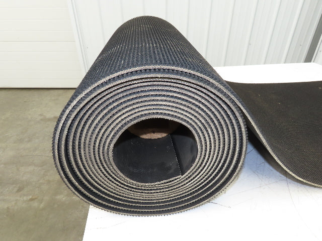 24"W x 25' Rough Grip Top Rubber Conveyor Belt 3-Ply Black 5/16"Thick 25' Length