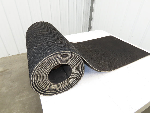 24"W x 25' Rough Grip Top Rubber Conveyor Belt 3-Ply Black 5/16"Thick 25' Length