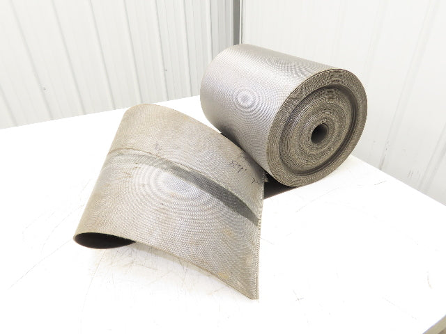 15.5"W x 89' 7" Grooved Conveyor Belt 2-Ply Black Ribbed PVC Rubber Grip Top