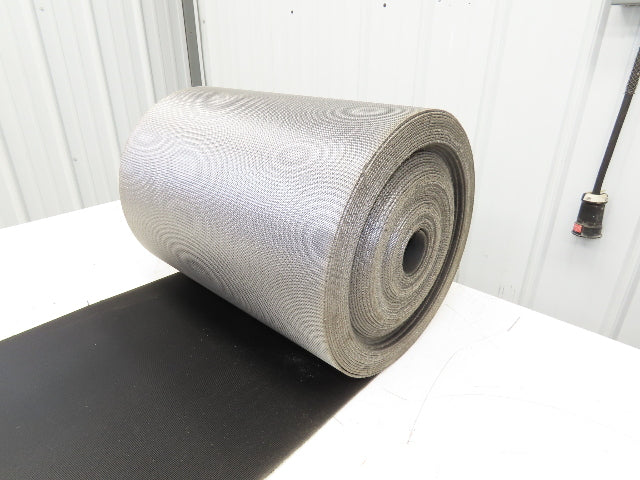 15.5"W x 89' 7" Grooved Conveyor Belt 2-Ply Black Ribbed PVC Rubber Grip Top
