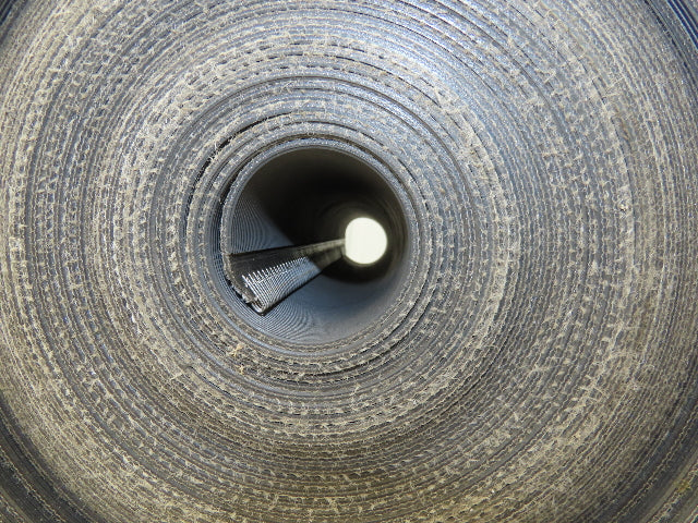 15.5"W x 89' 7" Grooved Conveyor Belt 2-Ply Black Ribbed PVC Rubber Grip Top