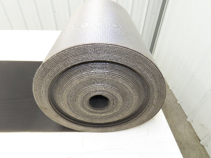 15.5"W x 89' 7" Grooved Conveyor Belt 2-Ply Black Ribbed PVC Rubber Grip Top