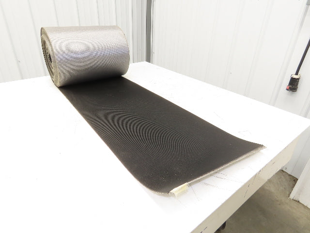 15.5"W x 89' 7" Grooved Conveyor Belt 2-Ply Black Ribbed PVC Rubber Grip Top