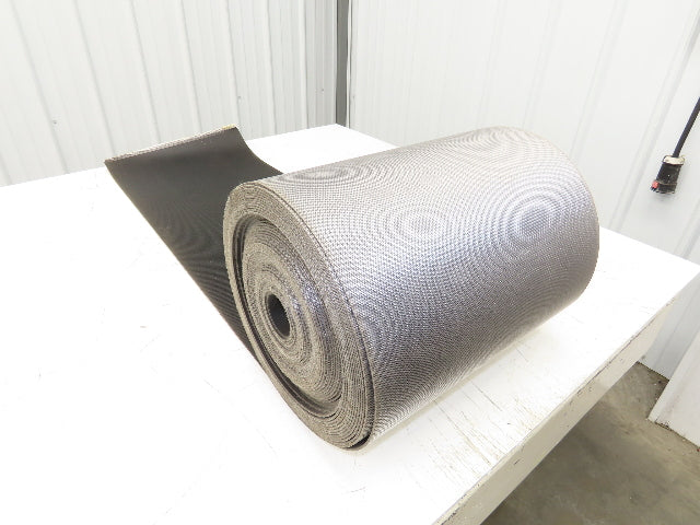 15.5"W x 89' 7" Grooved Conveyor Belt 2-Ply Black Ribbed PVC Rubber Grip Top