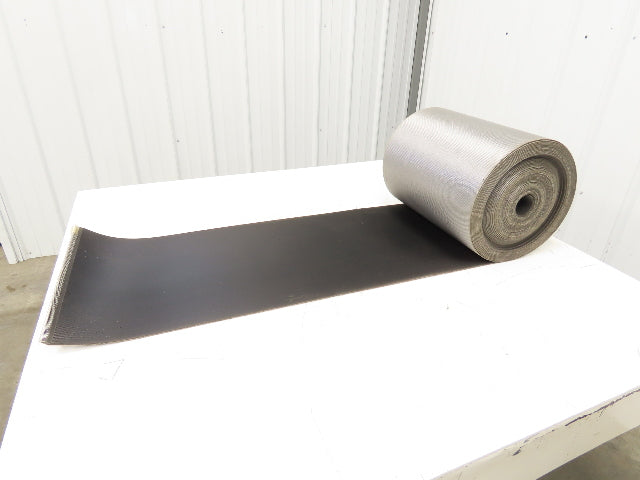 15.5"W x 89' 7" Grooved Conveyor Belt 2-Ply Black Ribbed PVC Rubber Grip Top