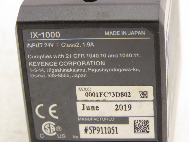 Keyence IX-1000 Laser Sensor Amplifier Main Unit 24VDC 1.9A