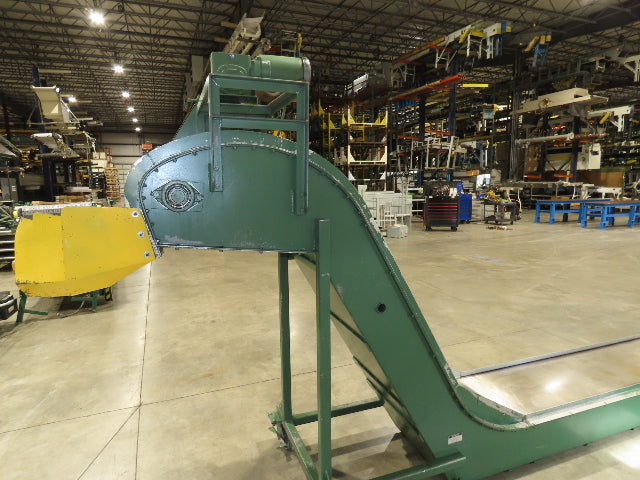 Livonia 26"W x 16' 2" Magnetic Incline Chip Conveyor 108" Infeed 56"Discharge