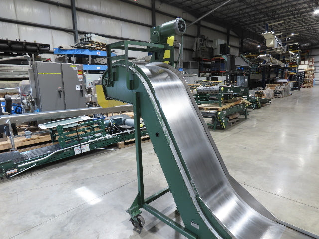 Livonia 26"W x 16' 2" Magnetic Incline Chip Conveyor 108" Infeed 56"Discharge