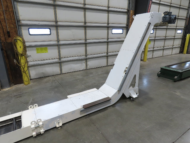 Hennig 21' Incline Chip Conveyor 14"W Scraper Chain 15' 2" Infeed 62"Discharge
