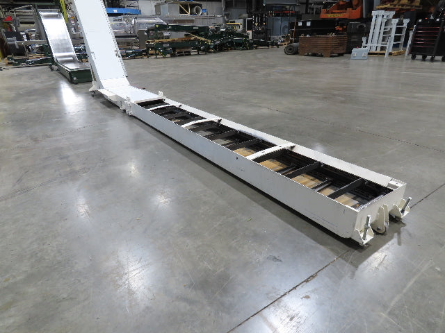 Hennig 21' Incline Chip Conveyor 14"W Scraper Chain 15' 2" Infeed 62"Discharge