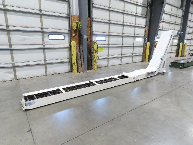 Hennig 21' Incline Chip Conveyor 14"W Scraper Chain 15' 2" Infeed 62"Discharge