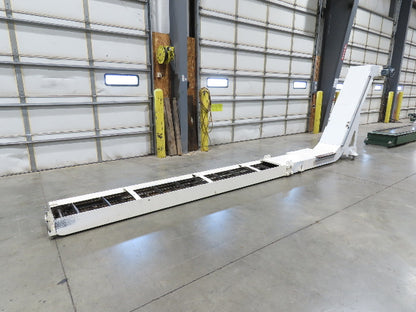 Hennig 21' Incline Chip Conveyor 14"W Scraper Chain 15' 2" Infeed 62"Discharge