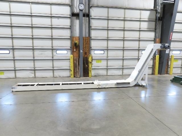 Hennig 21' Incline Chip Conveyor 14"W Scraper Chain 15' 2" Infeed 62"Discharge