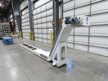 Hennig 21' Incline Chip Conveyor 14"W Scraper Chain 15' 2" Infeed 62"Discharge