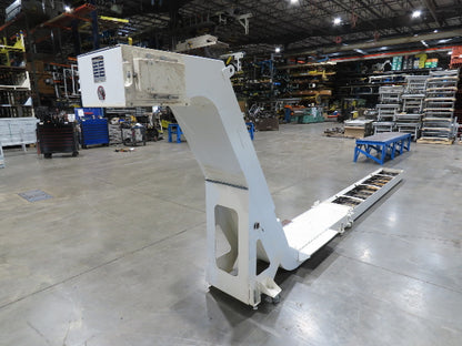 Hennig 21' Incline Chip Conveyor 14"W Scraper Chain 15' 2" Infeed 62"Discharge