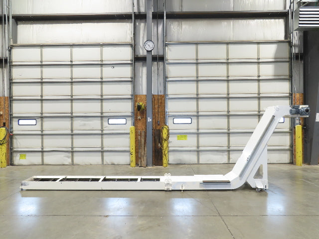 Hennig 21' Incline Chip Conveyor 14"W Scraper Chain 15' 2" Infeed 62"Discharge