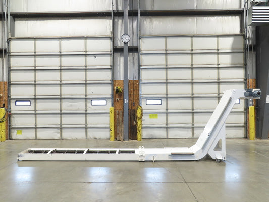 Hennig 21' Incline Chip Conveyor 14"W Scraper Chain 15' 2" Infeed 62"Discharge