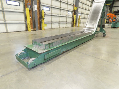 Livonia 20"W x 16' 10" Magnetic Incline Chip Conveyor 97" Infeed 12"Discharge