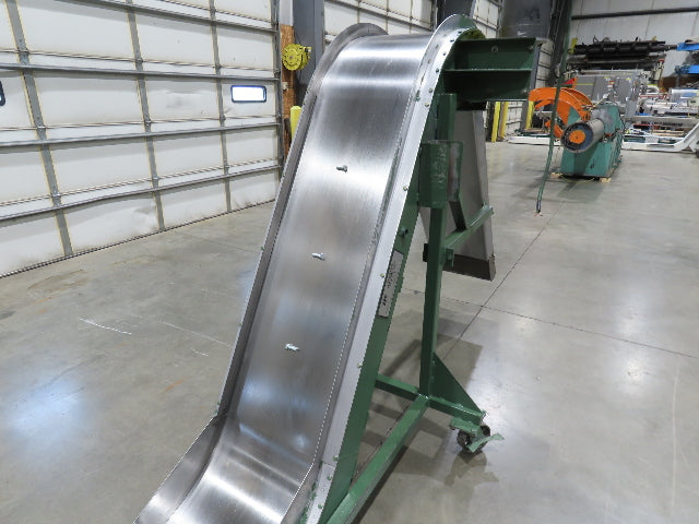 Livonia 20"W x 16' 10" Magnetic Incline Chip Conveyor 97" Infeed 12"Discharge