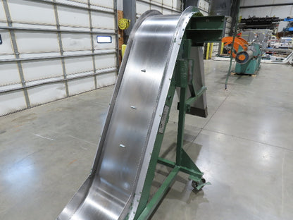 Livonia 20"W x 16' 10" Magnetic Incline Chip Conveyor 97" Infeed 12"Discharge
