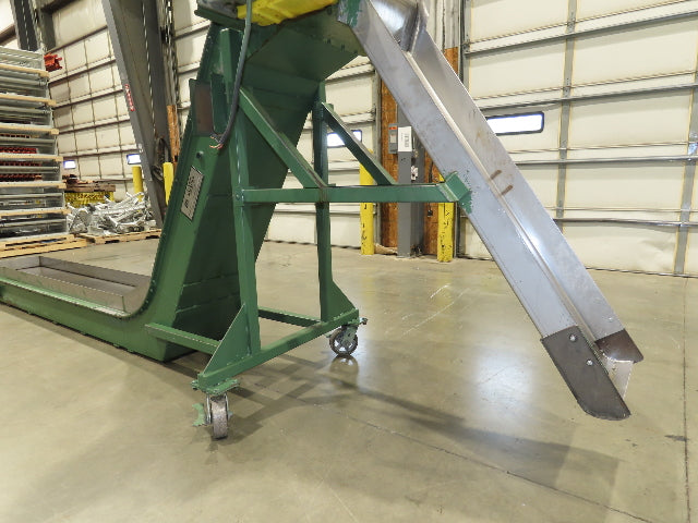Livonia 20"W x 16' 10" Magnetic Incline Chip Conveyor 97" Infeed 12"Discharge