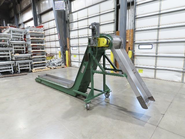Livonia 20"W x 16' 10" Magnetic Incline Chip Conveyor 97" Infeed 12"Discharge