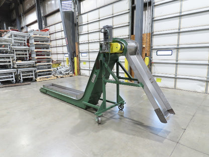 Livonia 20"W x 16' 10" Magnetic Incline Chip Conveyor 97" Infeed 12"Discharge