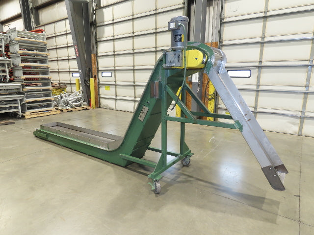Livonia 20"W x 16' 10" Magnetic Incline Chip Conveyor 97" Infeed 12"Discharge