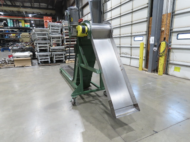 Livonia 20"W x 16' 10" Magnetic Incline Chip Conveyor 97" Infeed 12"Discharge