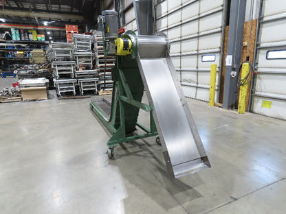 Livonia 20"W x 16' 10" Magnetic Incline Chip Conveyor 97" Infeed 12"Discharge