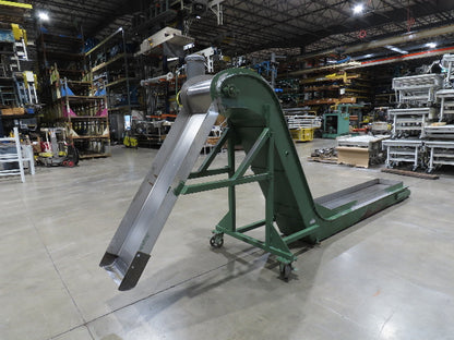 Livonia 20"W x 16' 10" Magnetic Incline Chip Conveyor 97" Infeed 12"Discharge